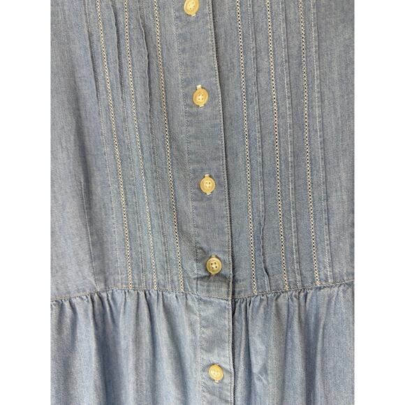 Eddie Bauer Dress Chambray Denim Festival Heritage Cottagecore Midi Medium Tall - Picture 5 of 12